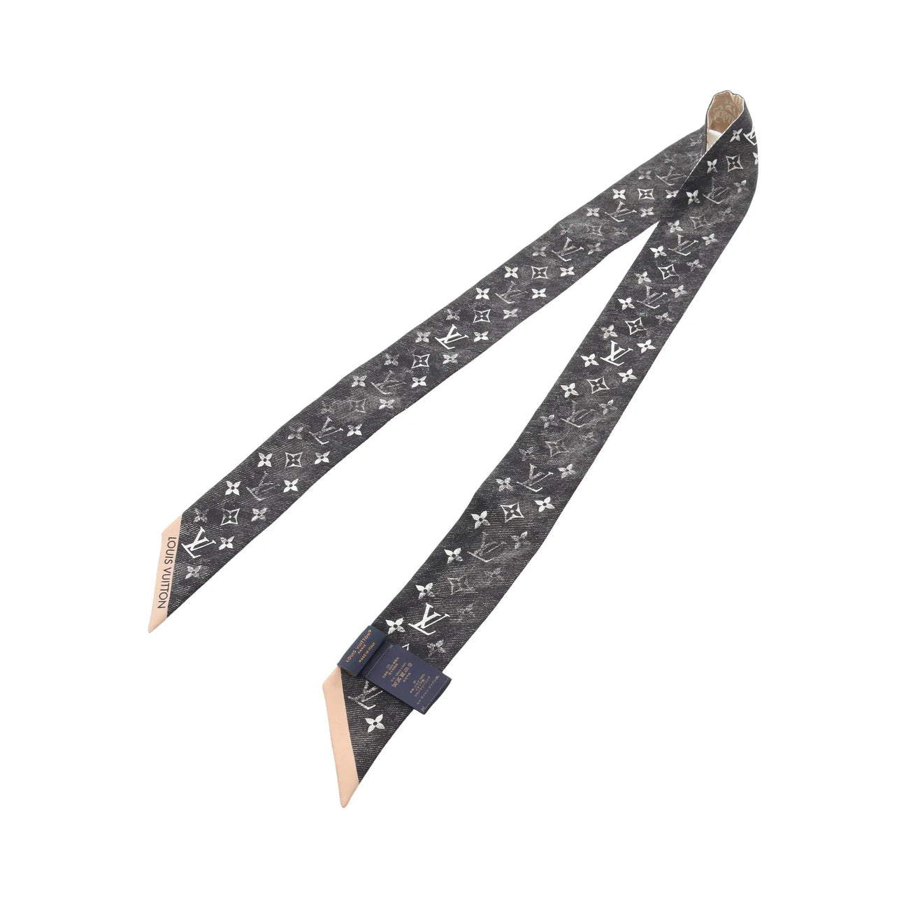 Pre-owned LV Bandeau BB Malle Merveilleuse Scarf Silk Beige Black Multicolor