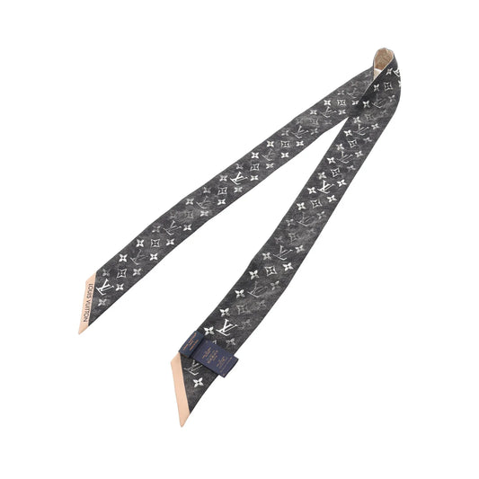 Pre-owned LV Bandeau BB Malle Merveilleuse Scarf Silk Beige Black Multicolor
