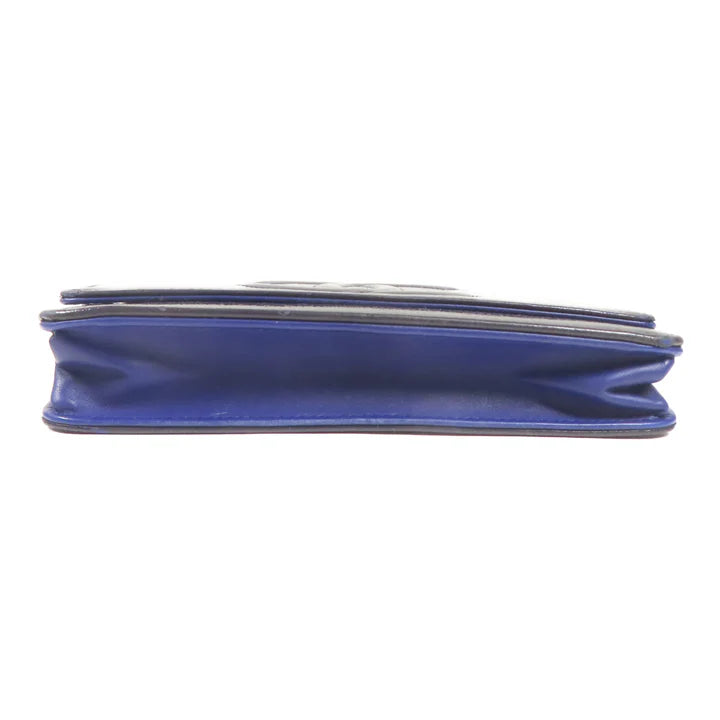 Pre-owned CHANEL WOC Wallet On Chain Shoulder Bag Leather Blue