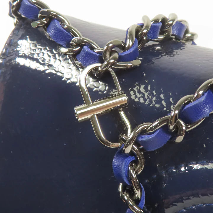 Pre-owned CHANEL WOC Wallet On Chain Shoulder Bag Leather Blue