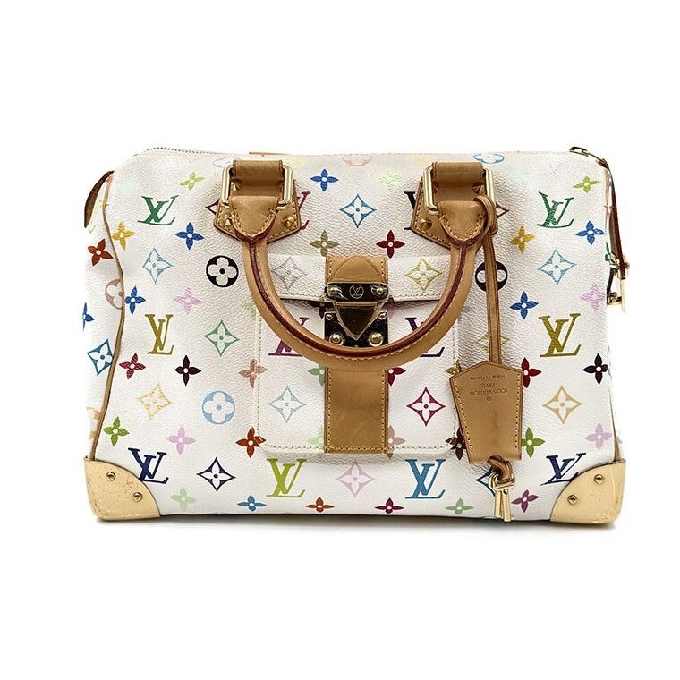 Pre-owned LOUIS VUITTON white multi speedy 30