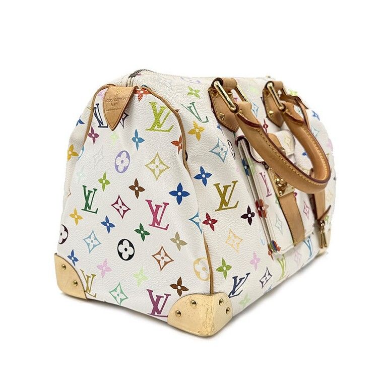 Pre-owned LOUIS VUITTON white multi speedy 30