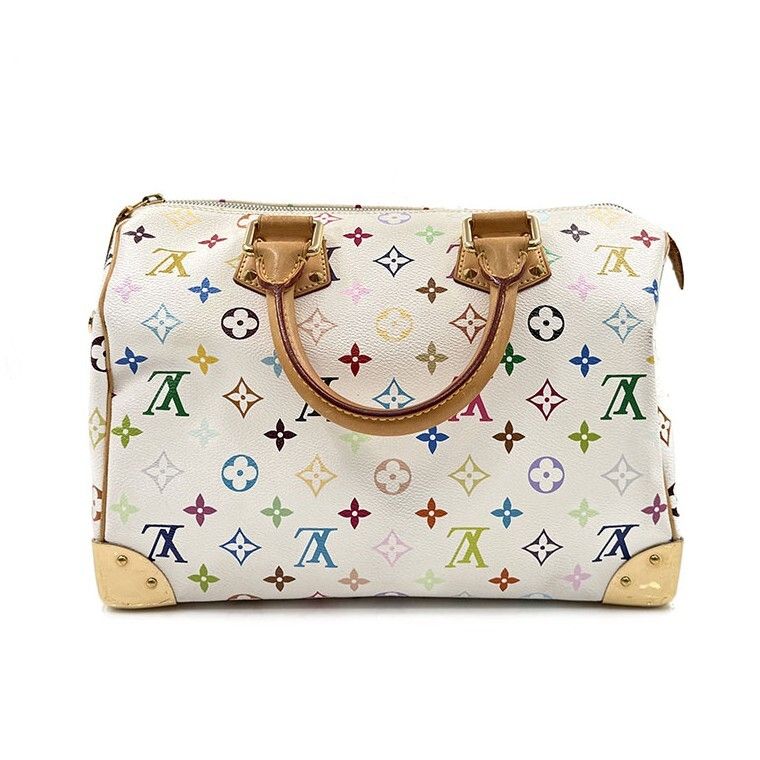 Pre-owned LOUIS VUITTON white multi speedy 30