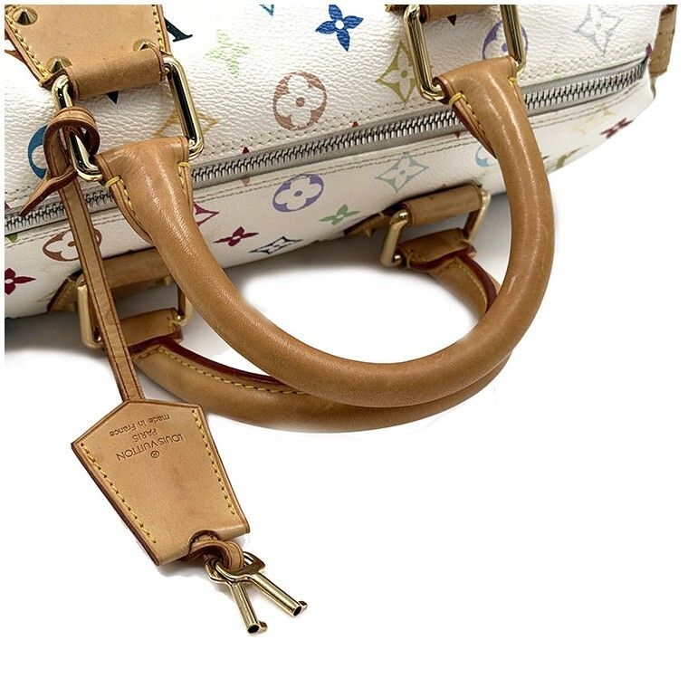 Pre-owned LOUIS VUITTON white multi speedy 30