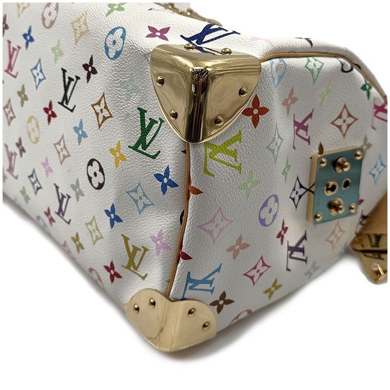 Pre-owned LOUIS VUITTON white multi speedy 30