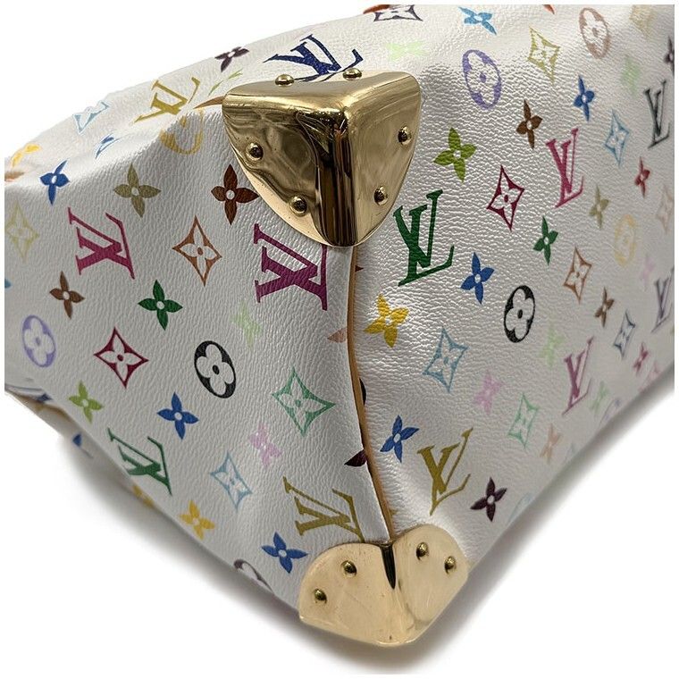Pre-owned LOUIS VUITTON white multi speedy 30