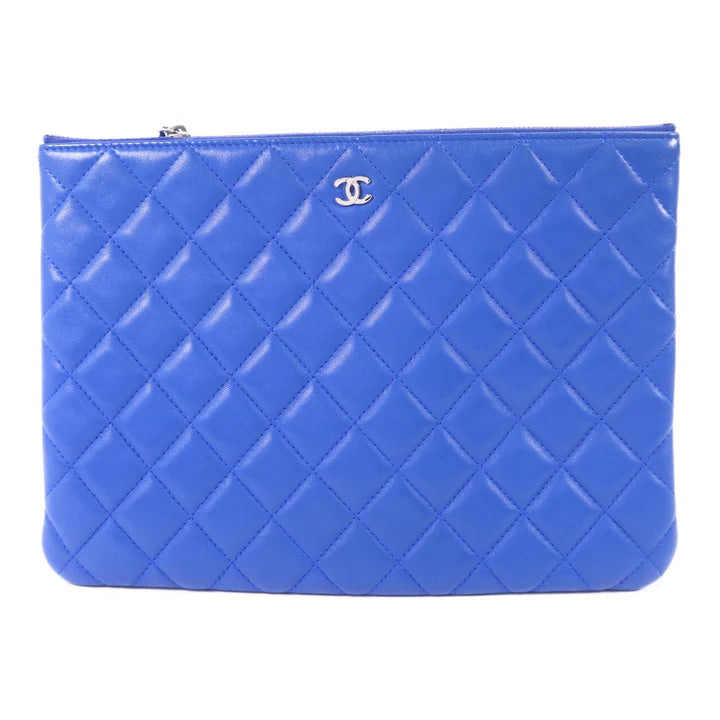 Pre-owned CHANEL Pouch Lambskin Leather Blue