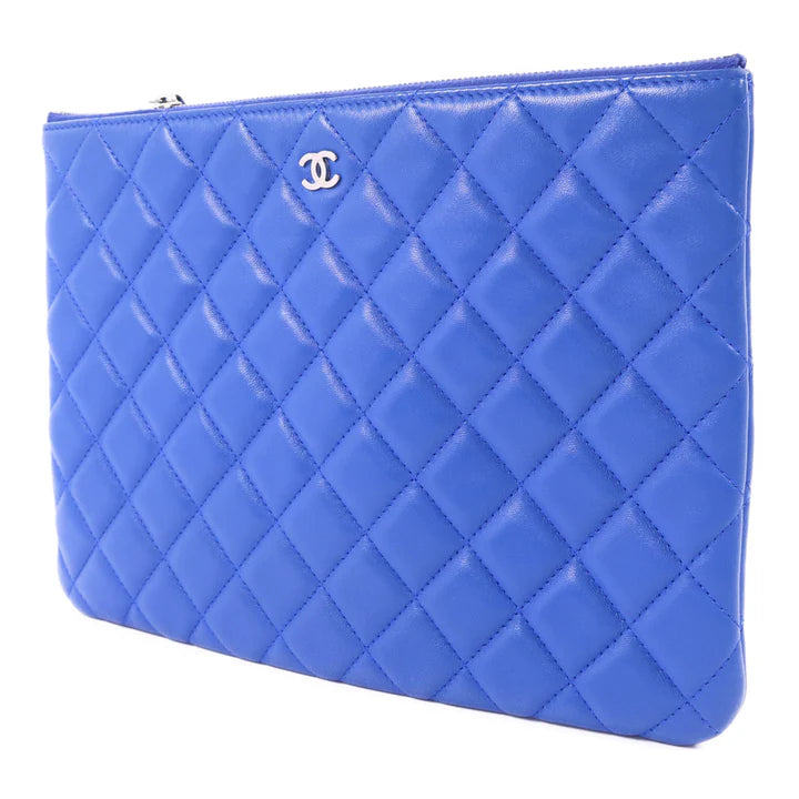 Pre-owned CHANEL Pouch Lambskin Leather Blue
