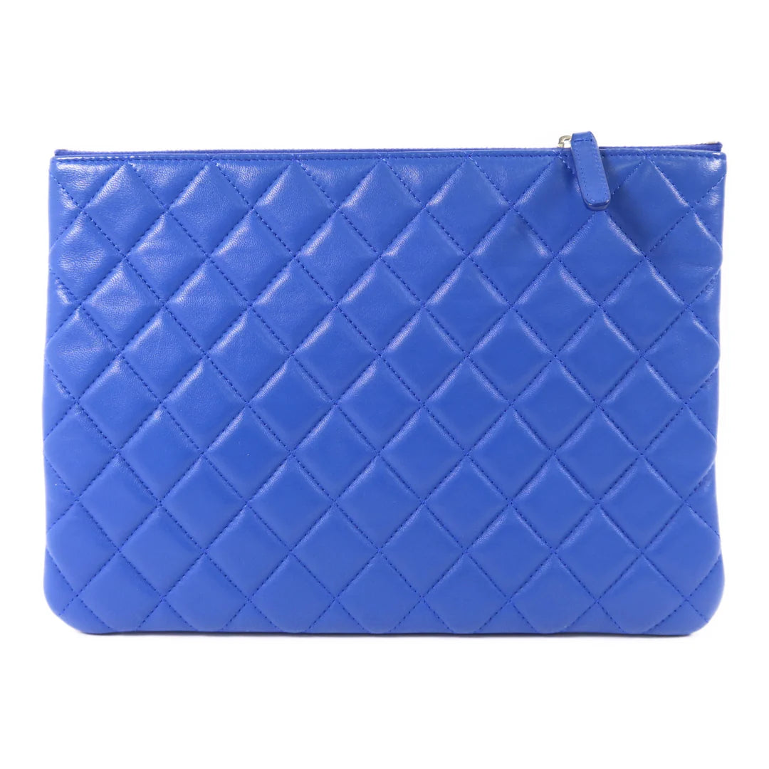 Pre-owned CHANEL Pouch Lambskin Leather Blue