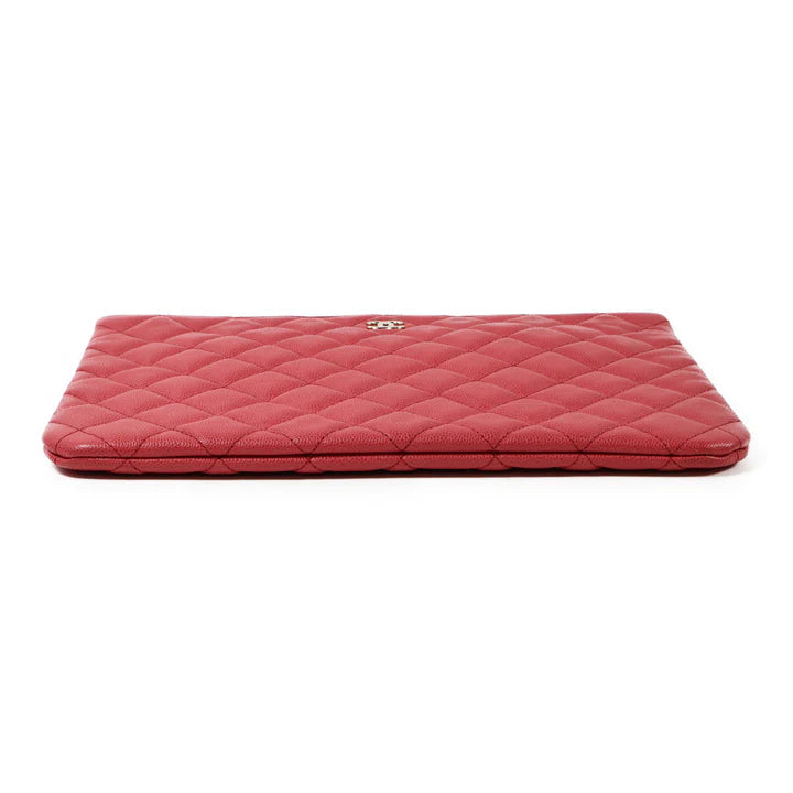Pre-owned CHANEL Pouch Clutch Bag Calfskin Leather Red
