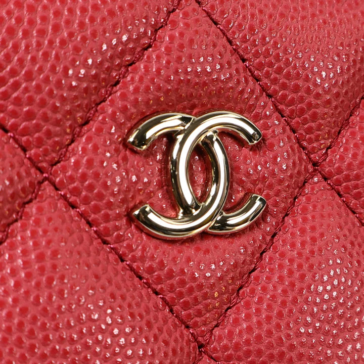 Pre-owned CHANEL Pouch Clutch Bag Calfskin Leather Red