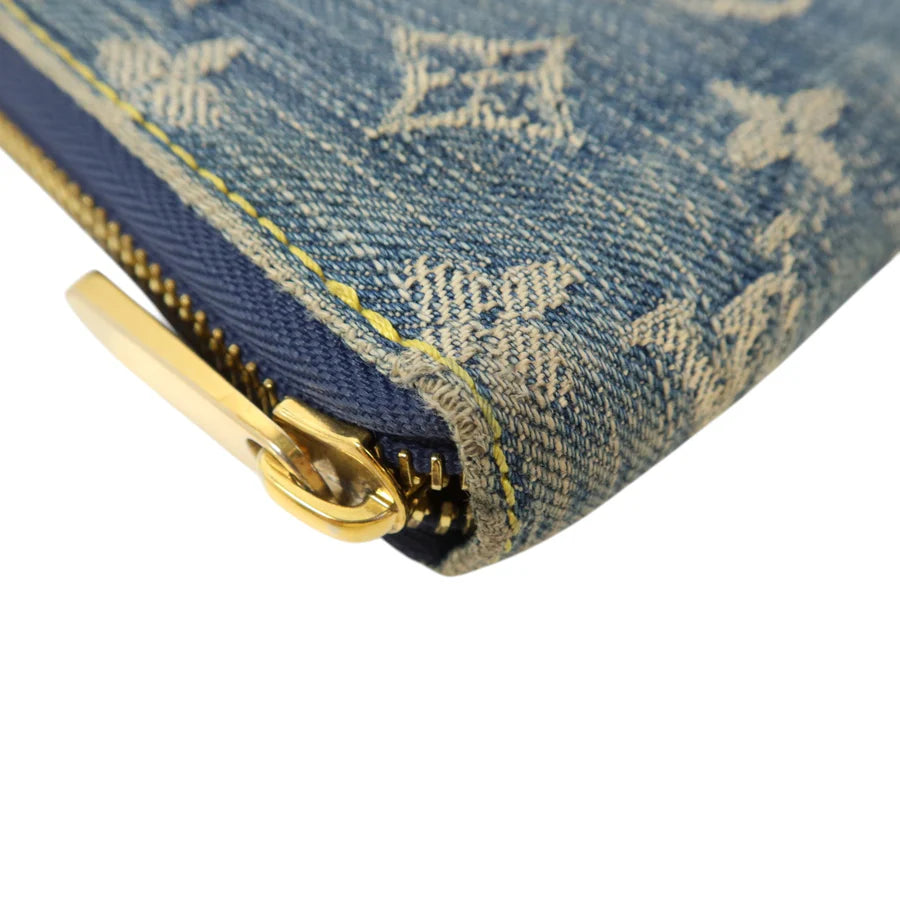 Pre-owned LOUIS VUITTON LV GHW Zippy Wallet Monogram Denim Blue