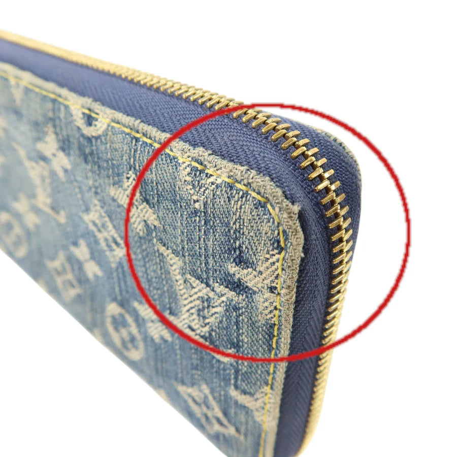 Pre-owned LOUIS VUITTON LV GHW Zippy Wallet Monogram Denim Blue