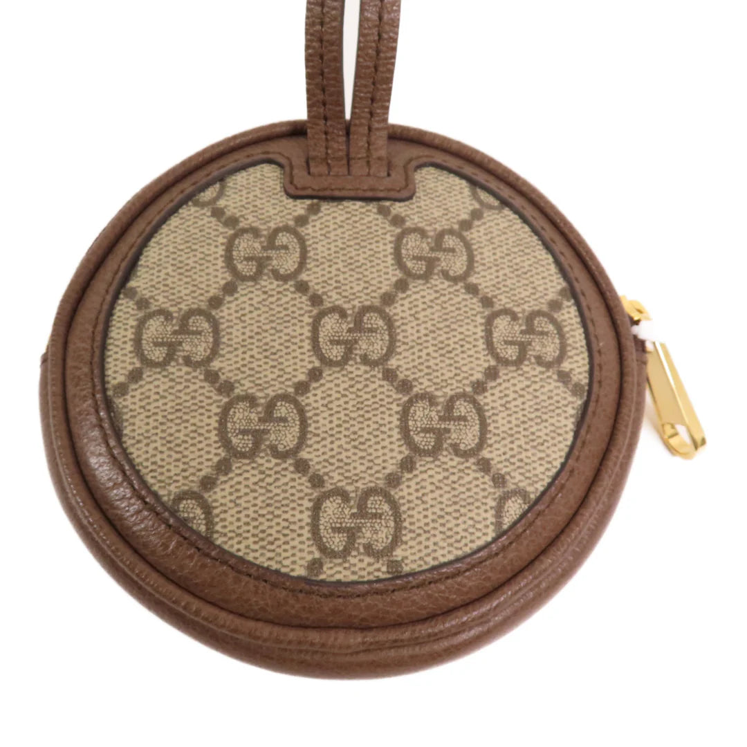 Pre-owned GUCCI GG GHW Ophidia GG Coin Purse with Neck Strap Coated Canvas Brown