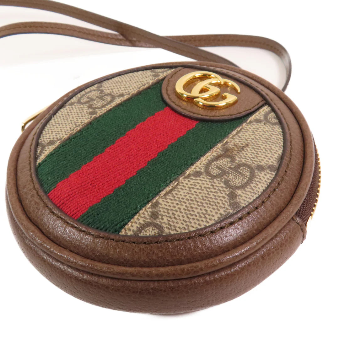 Pre-owned GUCCI GG GHW Ophidia GG Coin Purse with Neck Strap Coated Canvas Brown