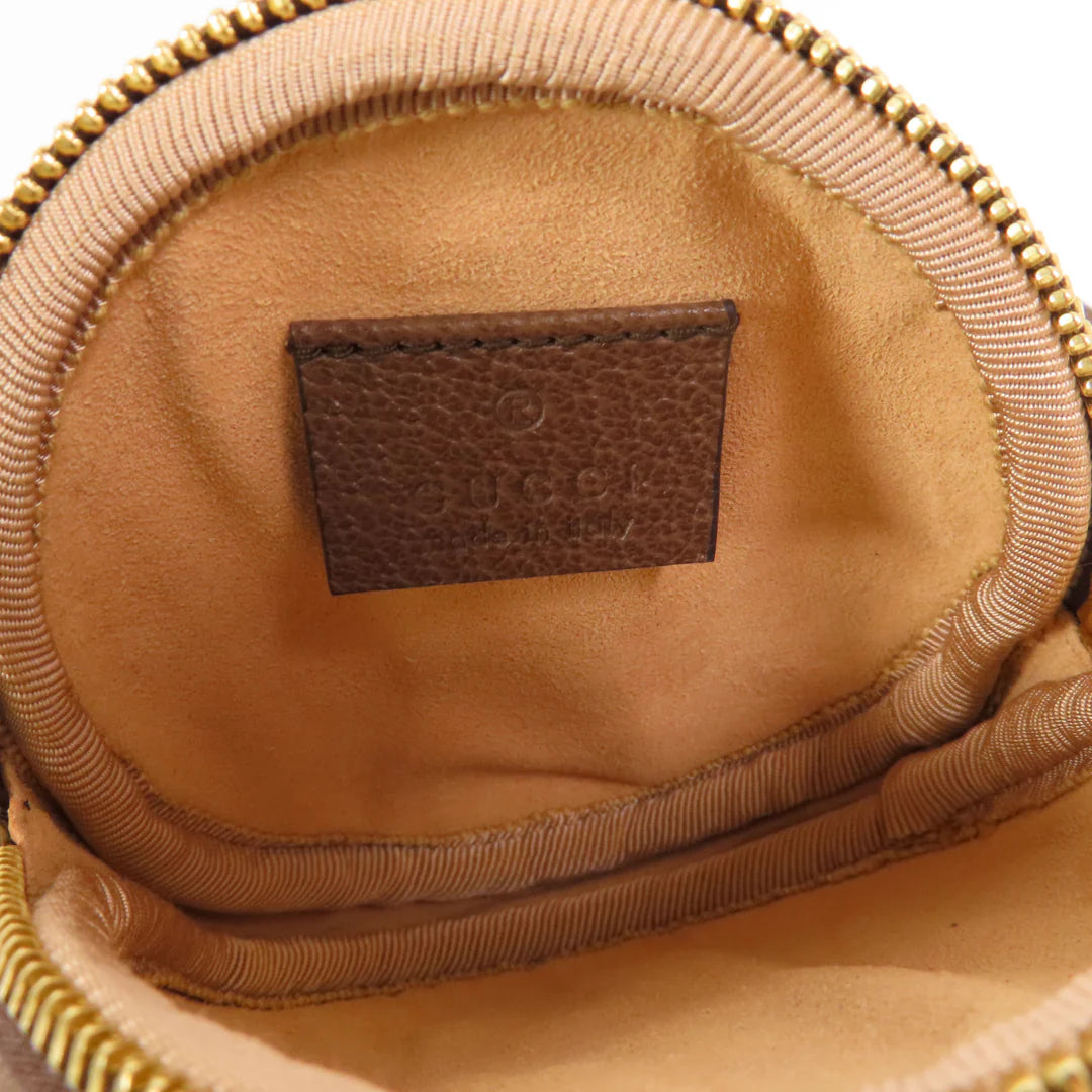 Pre-owned GUCCI GG GHW Ophidia GG Coin Purse with Neck Strap Coated Canvas Brown
