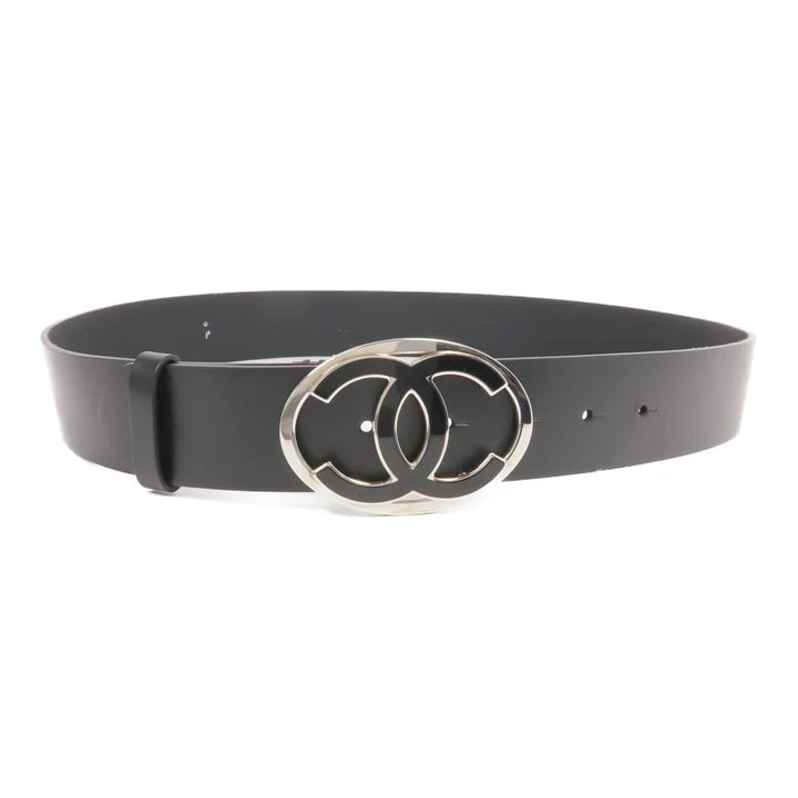 Pre-owned CHANEL Belt 95cm Calfskin Leather Black