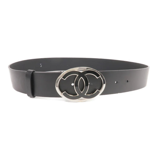 Pre-owned CHANEL Belt 95cm Calfskin Leather Black