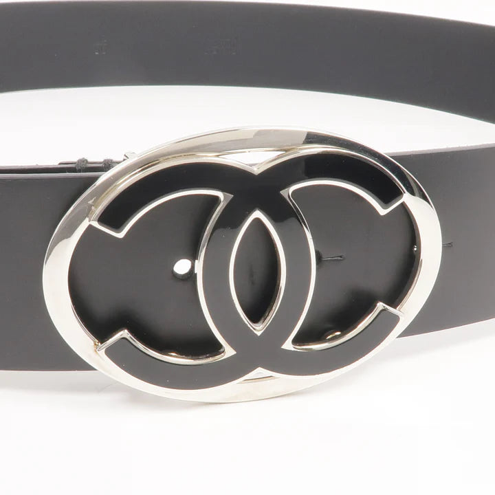 Pre-owned CHANEL Belt 95cm Calfskin Leather Black