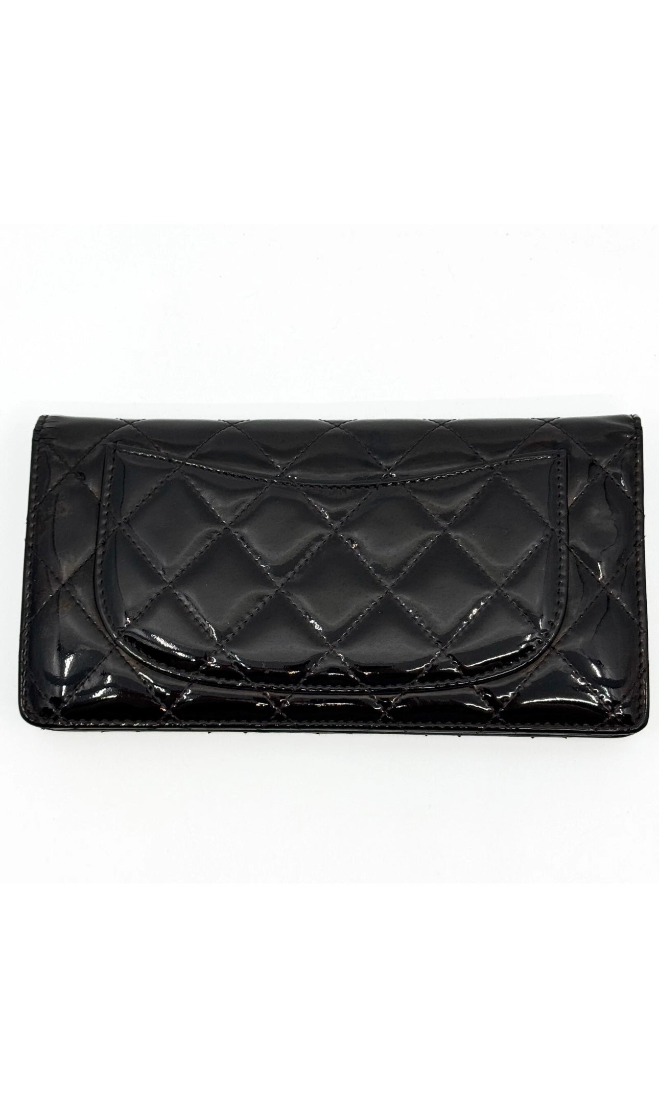 Pre-owned Chanel Matelasse Bifold Long Wallet Enamel Patent Leather