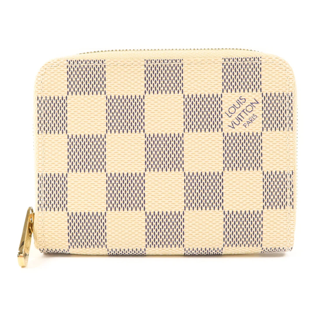 Pre-owned LOUIS VUITTON LV GHW Coin Purse Damier Azur White