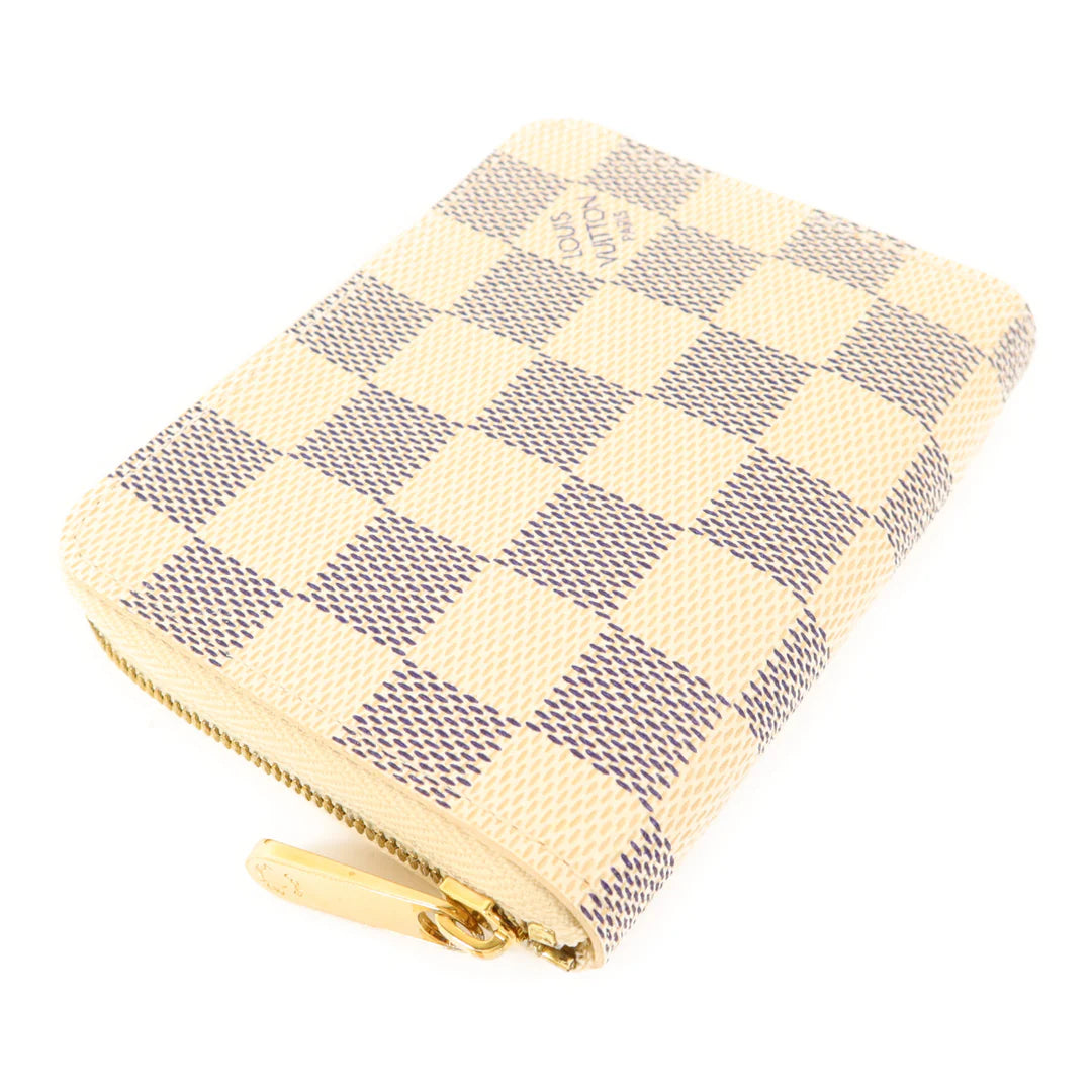 Pre-owned LOUIS VUITTON LV GHW Coin Purse Damier Azur White