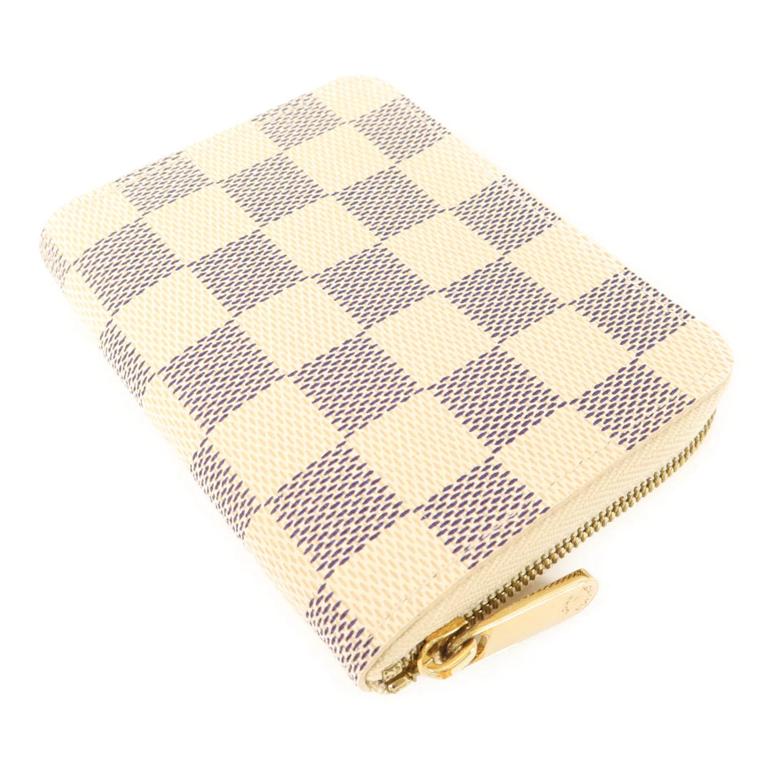 Pre-owned LOUIS VUITTON LV GHW Coin Purse Damier Azur White