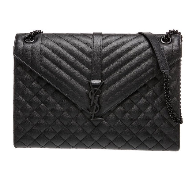 Pre-owned YSL Large Quilted Envelope Black