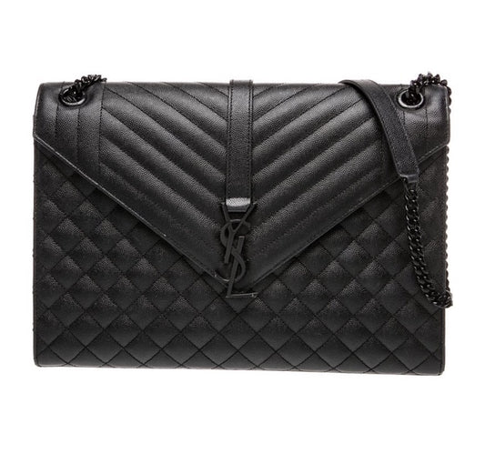 Pre-owned YSL Large Quilted Envelope Black