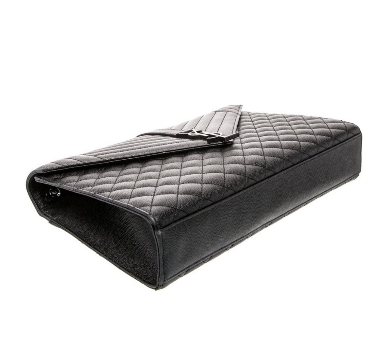 Pre-owned YSL Large Quilted Envelope Black