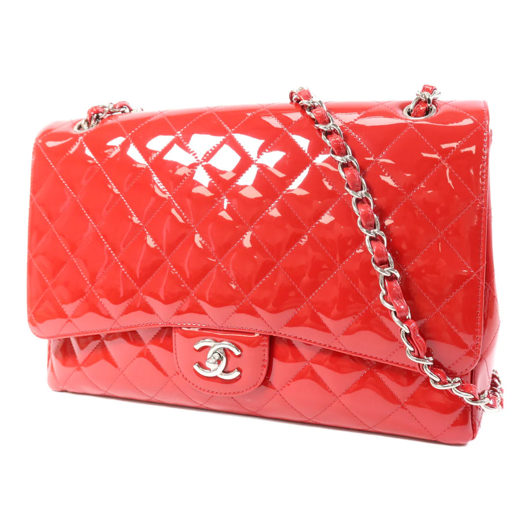 Pre-owned Chanel Patent Single Flap Maxi 34CM