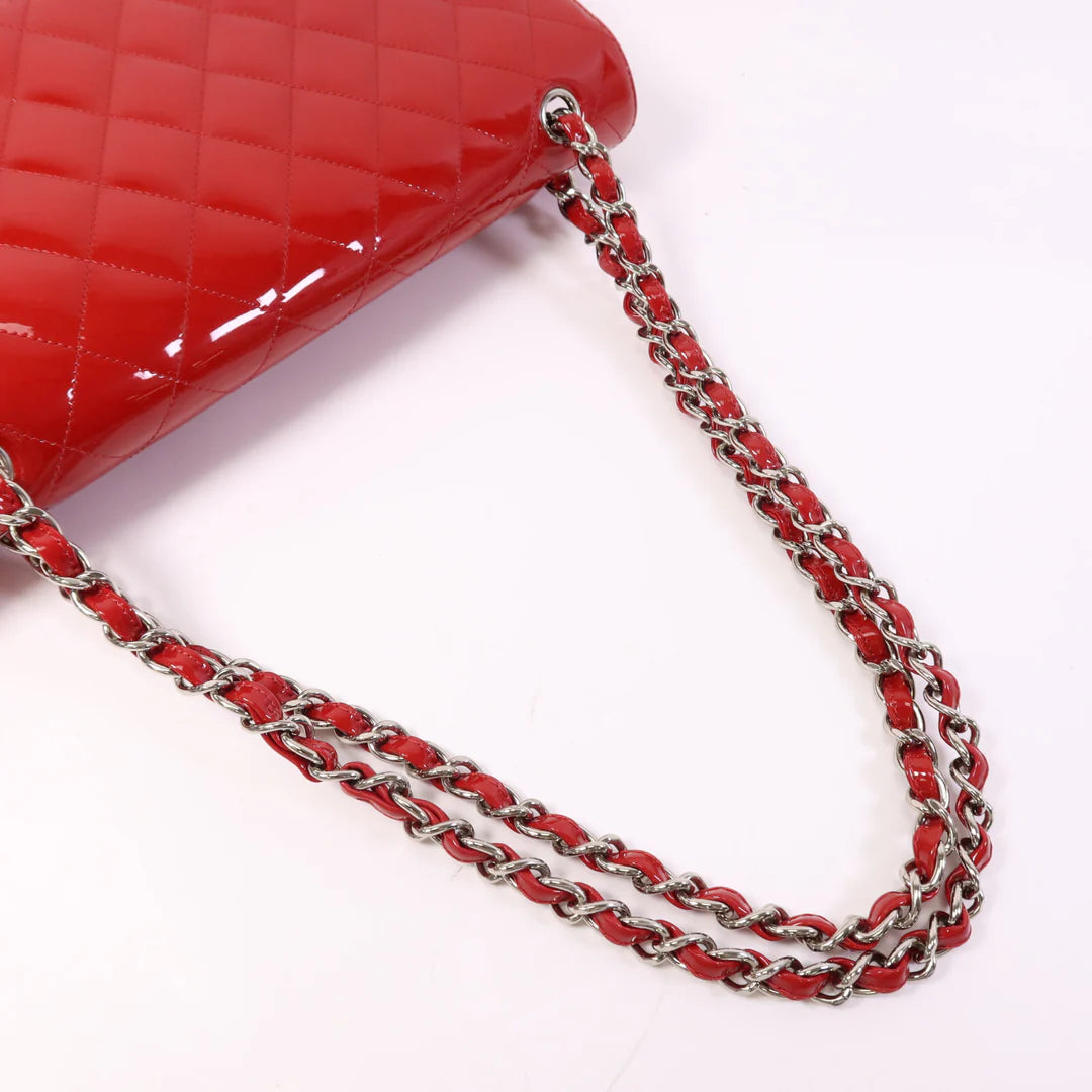 Pre-owned Chanel Patent Single Flap Maxi 34CM