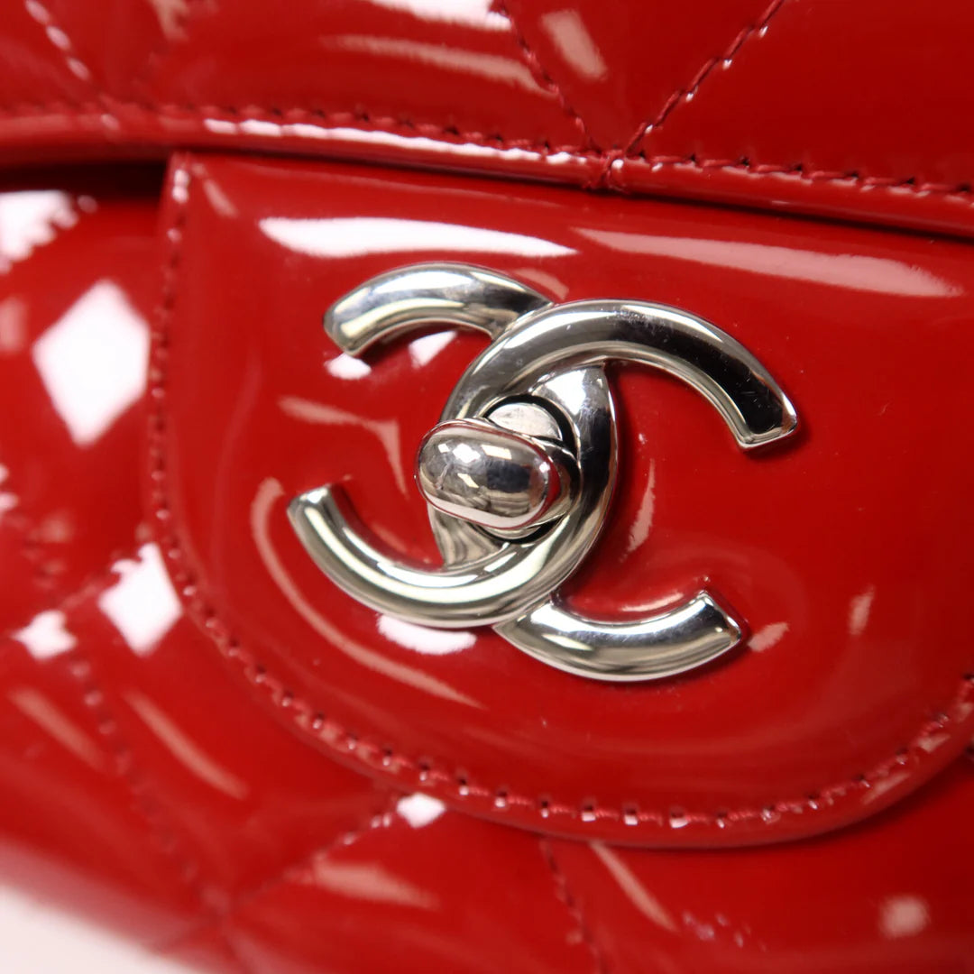 Pre-owned Chanel Patent Single Flap Maxi 34CM