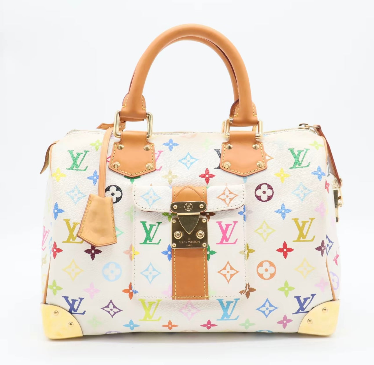 Pre-owned Louis Vuitton Murakami White Multicolor Speedy 30