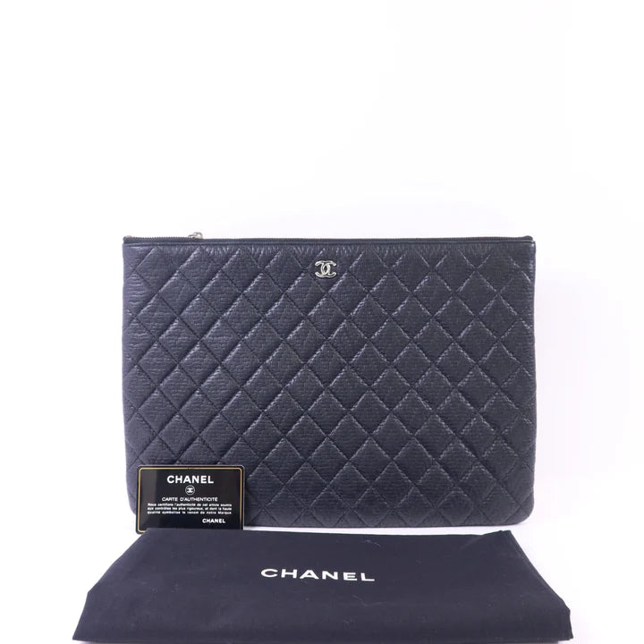 Pre-owned CHANEL Pouch Clutch Bag Lambskin Leather Black