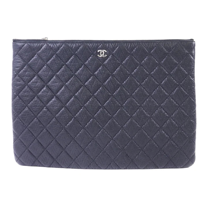 Pre-owned CHANEL Pouch Clutch Bag Lambskin Leather Black