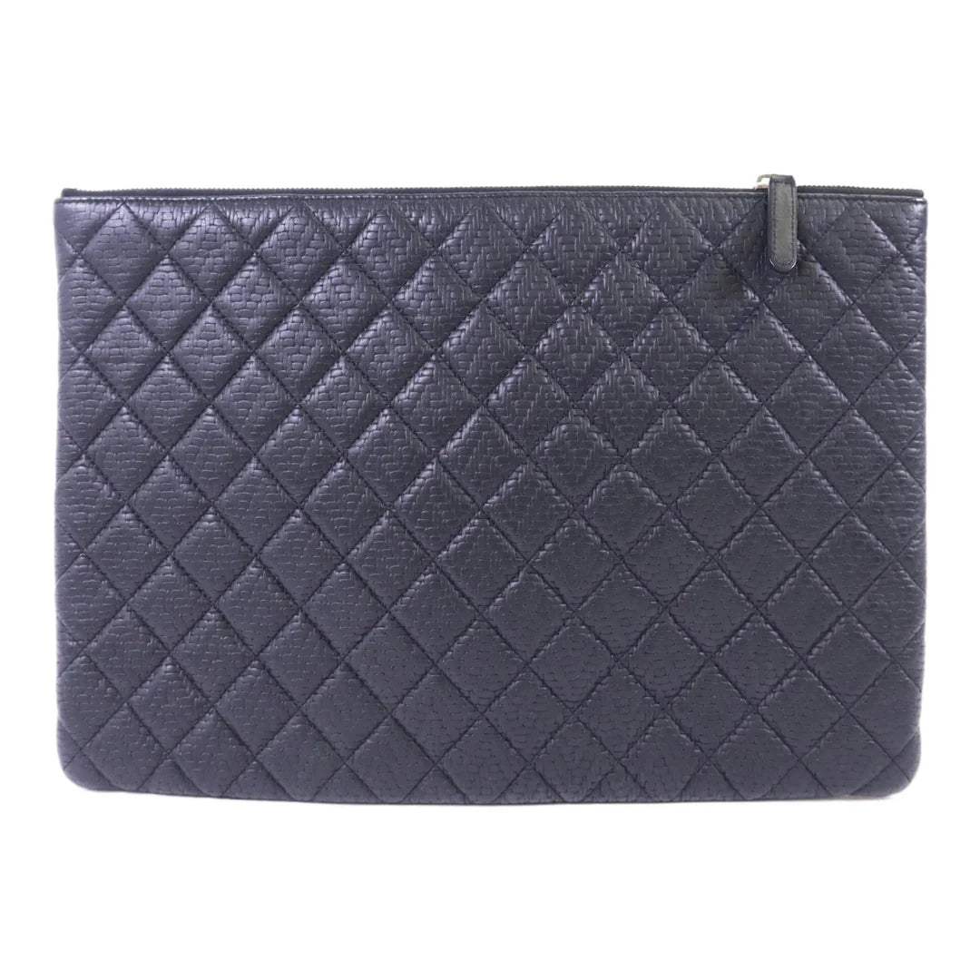 Pre-owned CHANEL Pouch Clutch Bag Lambskin Leather Black
