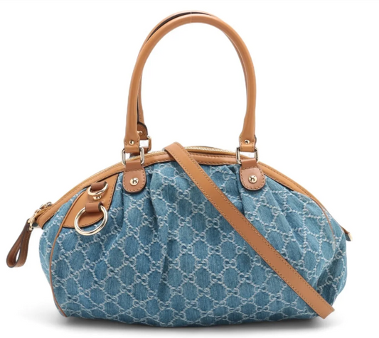 Pre-owned Guccissima Sukey Shoulder Bag with Brown Handles and Strap