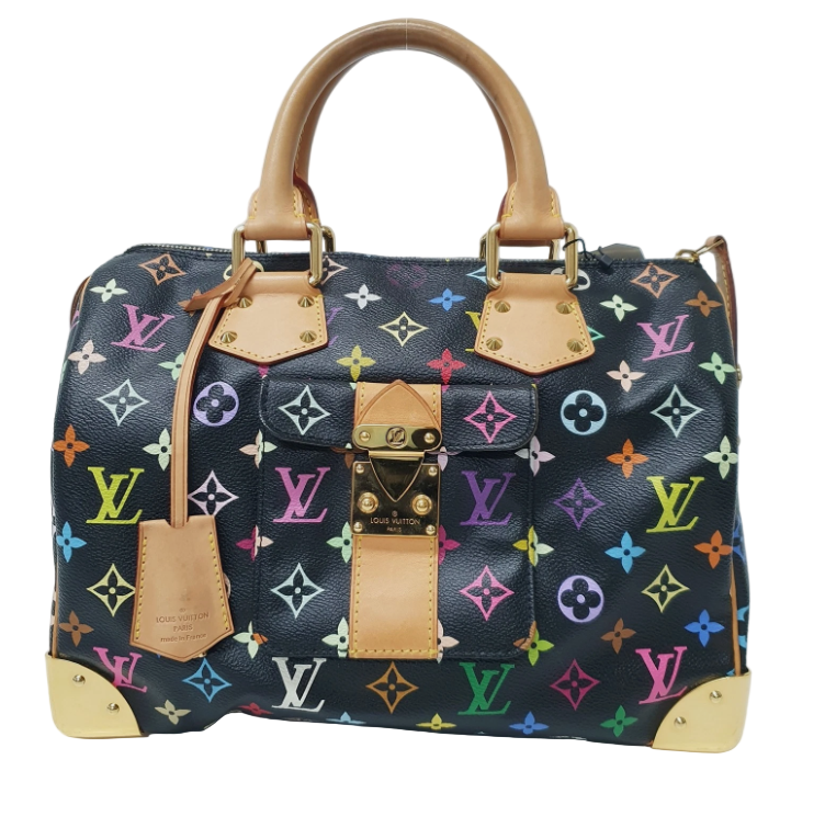 Pre-owned Louis Vuitton Noir Multicolor Speedy 30