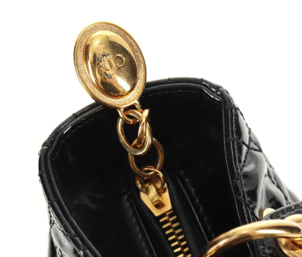 Pre-owned Christian Dior Lady Dior Bag Patent Leather Black