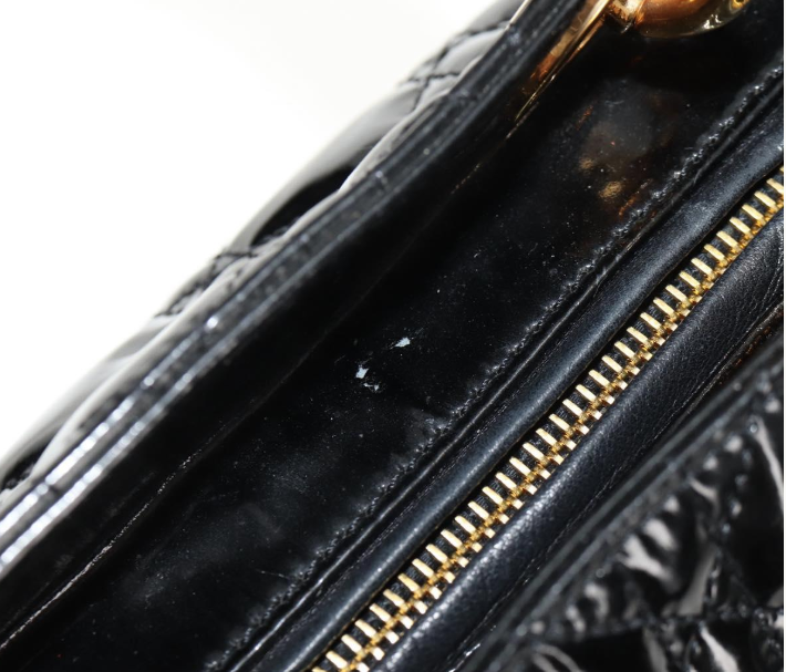 Pre-owned Christian Dior Lady Dior Bag Patent Leather Black