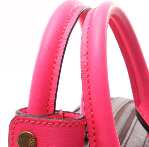 Pre-owned GUCCI Medium Duffel bag GG Supreme Boston bag PVC Leather Dark brown Pink Multicolor 2WAY