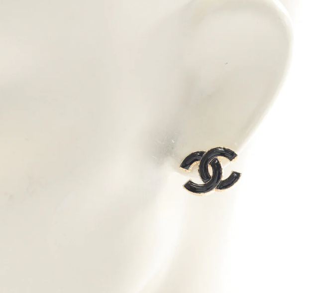 Pre-owned CHANEL Coco mark Earrings GP Gold Black