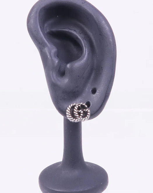 Pre-owned GUCCI GG Marmont Stud Earrings 925 Sterling Silver (Never Worn-New)