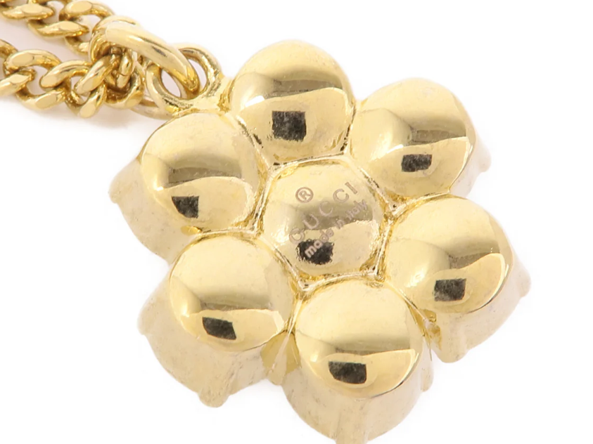Pre-owned GUCCI GUCCI GG Necklace Metal PVC Gold White