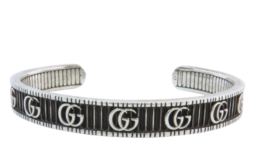 Pre-owned GUCCI 925 sterling silver bangle bracelet Bangle Black/Silver Other×Metal