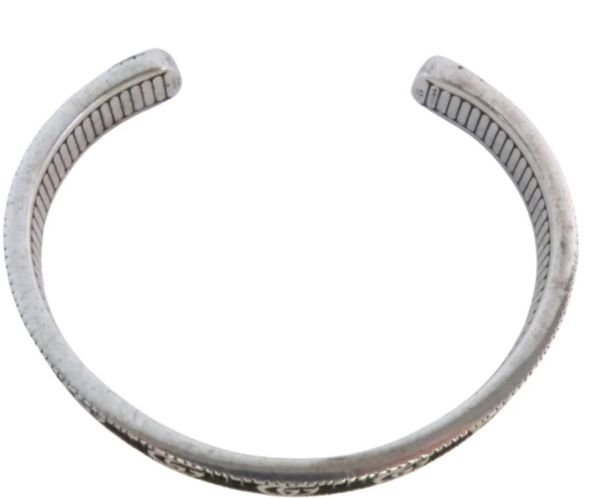 Pre-owned GUCCI 925 sterling silver bangle bracelet Bangle Black/Silver Other×Metal