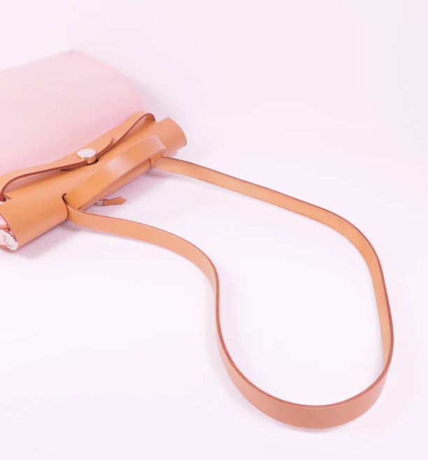 Pre-owned HERMES PHW Herbag PM 2 Way Shoulder Bag Canvas Rose Sakura/Pink