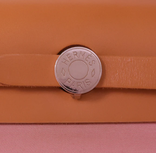 Pre-owned HERMES PHW Herbag PM 2 Way Shoulder Bag Canvas Rose Sakura/Pink