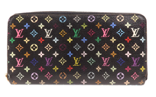 Pre-owned LOUIS VUITTON LV GHW Zipper Long Wallet Monogram Multicolore Black